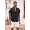 COOFANDY Men’s Short Sleeve Button Down Shirt Casual Summer Beach Untucked Vacation Textured Shirts with Pocket(Black)