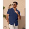 COOFANDY Men’s Short Sleeve Button Down Shirt Casual Summer Beach Untucked Vacation Textured Shirts with Pocket(Black Iris)