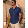 COOFANDY Men’s Short Sleeve Button Down Shirt Casual Summer Beach Untucked Vacation Textured Shirts with Pocket(Black Iris)