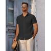 COOFANDY Men’s Short Sleeve Button Down Shirt Casual Summer Beach Untucked Vacation Textured Shirts with Pocket(Black Onyx)