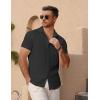 COOFANDY Men’s Short Sleeve Button Down Shirt Casual Summer Beach Untucked Vacation Textured Shirts with Pocket(Black Onyx)