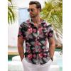 COOFANDY Men’s Short Sleeve Button Down Shirt Casual Summer Beach Untucked Vacation Textured Shirts with Pocket(Black-white Flowers)