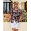 COOFANDY Men’s Short Sleeve Button Down Shirt Casual Summer Beach Untucked Vacation Textured Shirts with Pocket(Black-white Flowers)