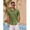 COOFANDY Men’s Short Sleeve Button Down Shirt Casual Summer Beach Untucked Vacation Textured Shirts with Pocket(Chive)
