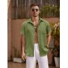 COOFANDY Men’s Short Sleeve Button Down Shirt Casual Summer Beach Untucked Vacation Textured Shirts with Pocket(Chive)