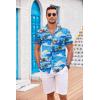 COOFANDY Men’s Short Sleeve Button Down Shirt Casual Summer Beach Untucked Vacation Textured Shirts with Pocket(Cool Island-blue)