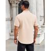 COOFANDY Men’s Short Sleeve Button Down Shirt Casual Summer Beach Untucked Vacation Textured Shirts with Pocket(Cream)