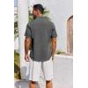 COOFANDY Men’s Short Sleeve Button Down Shirt Casual Summer Beach Untucked Vacation Textured Shirts with Pocket(Dark Gray)