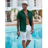 COOFANDY Men’s Short Sleeve Button Down Shirt Casual Summer Beach Untucked Vacation Textured Shirts with Pocket(Dark Green)