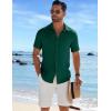 COOFANDY Men’s Short Sleeve Button Down Shirt Casual Summer Beach Untucked Vacation Textured Shirts with Pocket(Dark Green)