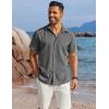 COOFANDY Men’s Short Sleeve Button Down Shirt Casual Summer Beach Untucked Vacation Textured Shirts with Pocket(Dark Grey)