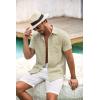 COOFANDY Men’s Short Sleeve Button Down Shirt Casual Summer Beach Untucked Vacation Textured Shirts with Pocket(Dark Khaki)