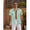 COOFANDY Men’s Short Sleeve Button Down Shirt Casual Summer Beach Untucked Vacation Textured Shirts with Pocket(Gossamer Green)