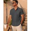 COOFANDY Men’s Short Sleeve Button Down Shirt Casual Summer Beach Untucked Vacation Textured Shirts with Pocket(Granite Gray)