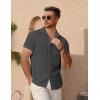 COOFANDY Men’s Short Sleeve Button Down Shirt Casual Summer Beach Untucked Vacation Textured Shirts with Pocket(Granite Gray)