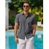 COOFANDY Men’s Short Sleeve Button Down Shirt Casual Summer Beach Untucked Vacation Textured Shirts with Pocket(Gray)