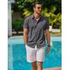 COOFANDY Men’s Short Sleeve Button Down Shirt Casual Summer Beach Untucked Vacation Textured Shirts with Pocket(Gray)