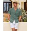 COOFANDY Men’s Short Sleeve Button Down Shirt Casual Summer Beach Untucked Vacation Textured Shirts with Pocket(Grey Green)