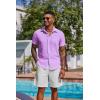 COOFANDY Men’s Short Sleeve Button Down Shirt Casual Summer Beach Untucked Vacation Textured Shirts with Pocket(Lavender)