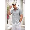 COOFANDY Men’s Short Sleeve Button Down Shirt Casual Summer Beach Untucked Vacation Textured Shirts with Pocket(Light Grey)