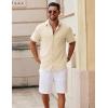 COOFANDY Men’s Short Sleeve Button Down Shirt Casual Summer Beach Untucked Vacation Textured Shirts with Pocket(Light Khaki)