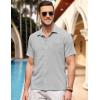 COOFANDY Men’s Short Sleeve Button Down Shirt Casual Summer Beach Untucked Vacation Textured Shirts with Pocket(Ligjt Grey)