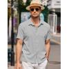 COOFANDY Men’s Short Sleeve Button Down Shirt Casual Summer Beach Untucked Vacation Textured Shirts with Pocket(Ligjt Grey)