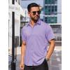 COOFANDY Men’s Short Sleeve Button Down Shirt Casual Summer Beach Untucked Vacation Textured Shirts with Pocket(Lilac Purple)