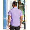COOFANDY Men’s Short Sleeve Button Down Shirt Casual Summer Beach Untucked Vacation Textured Shirts with Pocket(Lilac Purple)
