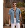 COOFANDY Men’s Short Sleeve Button Down Shirt Casual Summer Beach Untucked Vacation Textured Shirts with Pocket(Midnight)