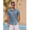 COOFANDY Men’s Short Sleeve Button Down Shirt Casual Summer Beach Untucked Vacation Textured Shirts with Pocket(Midnight)