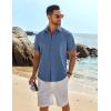 COOFANDY Men’s Short Sleeve Button Down Shirt Casual Summer Beach Untucked Vacation Textured Shirts with Pocket(Midnight Blue)