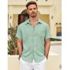 COOFANDY Men’s Short Sleeve Button Down Shirt Casual Summer Beach Untucked Vacation Textured Shirts with Pocket(Mint Green)