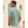 COOFANDY Men’s Short Sleeve Button Down Shirt Casual Summer Beach Untucked Vacation Textured Shirts with Pocket(Mint Green)