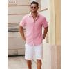 COOFANDY Men’s Short Sleeve Button Down Shirt Casual Summer Beach Untucked Vacation Textured Shirts with Pocket(Pink)