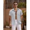 COOFANDY Men’s Short Sleeve Button Down Shirt Casual Summer Beach Untucked Vacation Textured Shirts with Pocket(Quiet Gray)