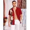 COOFANDY Men’s Short Sleeve Button Down Shirt Casual Summer Beach Untucked Vacation Textured Shirts with Pocket(Red – Floral)
