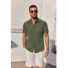 COOFANDY Mens Short Sleeve Button Down Shirt Casual Untucked Summer Shirt with Pocket(Army Green)
