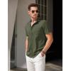 COOFANDY Mens Short Sleeve Button Down Shirt Casual Untucked Summer Shirt with Pocket(Army Green)