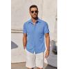 COOFANDY Mens Short Sleeve Button Down Shirt Casual Untucked Summer Shirt with Pocket(Blue)