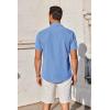 COOFANDY Mens Short Sleeve Button Down Shirt Casual Untucked Summer Shirt with Pocket(Blue)