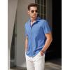 COOFANDY Mens Short Sleeve Button Down Shirt Casual Untucked Summer Shirt with Pocket(Blue)