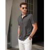 COOFANDY Mens Short Sleeve Button Down Shirt Casual Untucked Summer Shirt with Pocket(Dark Gray)
