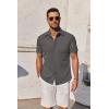 COOFANDY Mens Short Sleeve Button Down Shirt Casual Untucked Summer Shirt with Pocket(Dark Gray)
