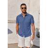 COOFANDY Mens Short Sleeve Button Down Shirt Casual Untucked Summer Shirt with Pocket(Deep Blue)