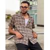 COOFANDY Mens Short Sleeve Button Down Shirt Plaid Button Up Shirts Casual 75% Cotton Work Shirts(Brown)