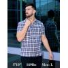 COOFANDY Mens Short Sleeve Button Down Shirt Plaid Button Up Shirts Casual 75% Cotton Work Shirts(Dark Blue&white)