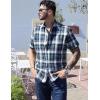 COOFANDY Mens Short Sleeve Button Down Shirt Plaid Button Up Shirts Casual 75% Cotton Work Shirts(Dark Green&white)