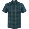 COOFANDY Mens Short Sleeve Button Down Shirt Plaid Button Up Shirts Casual 75% Cotton Work Shirts(Green&blue)