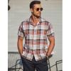 COOFANDY Mens Short Sleeve Button Down Shirt Plaid Button Up Shirts Casual 75% Cotton Work Shirts(Orange)